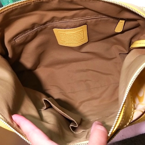 Coach Soho F13741 Pleated Yellow Signature C Jacquard/Leather Hobo Shoulder Bag - Picture 10 of 12